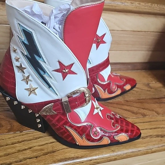 Azalea Wang Multi Colored Studded Cowboy Boot - Picture 4 of 6